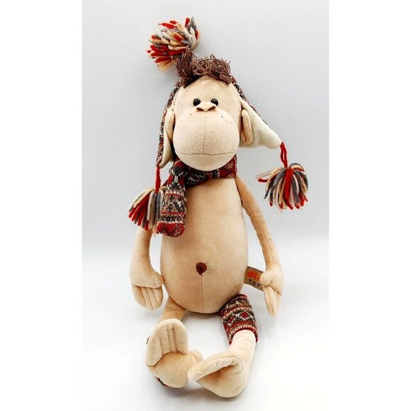 Irma The Monkey Plush w/Hat Orange toys Beige Stuffed Animal 16" - Picture 2 of 5